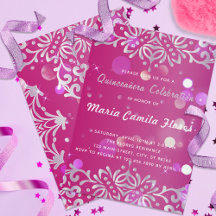 Magenta Y Plata Elegante Shimmery Quinceañera