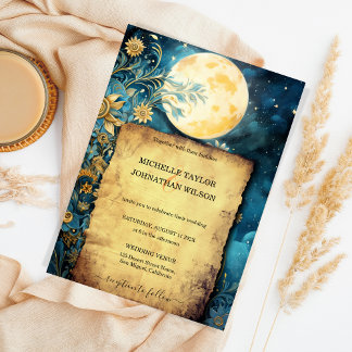 Invitación Magia Celestial Astro Cosmic Gold Stars Moon