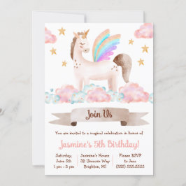 Invitación Magia, cuento de hadas, unicornio, fiesta temática