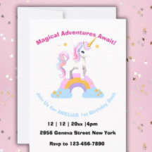 Magia Cute acuarela arcoiris unicornio cumpleaños