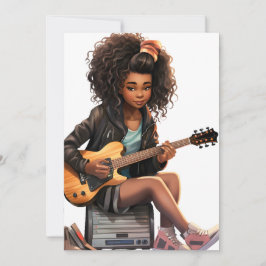 Invitación Magia de chica negra de guitarra melanina chicas d