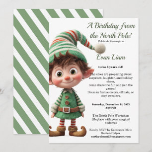 Invitación Magia de cumpleaños en el Polo Norte Elfo encant