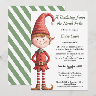 Invitación Magia de cumpleaños en el Polo Norte Elfo encant