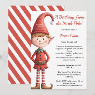 Invitación Magia de cumpleaños en el Polo Norte Elfo encant