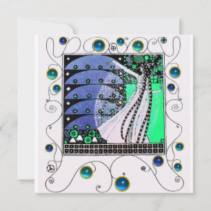 Invitación MAGIA DE LA PRIMAVERA azul aguamarina brillante az