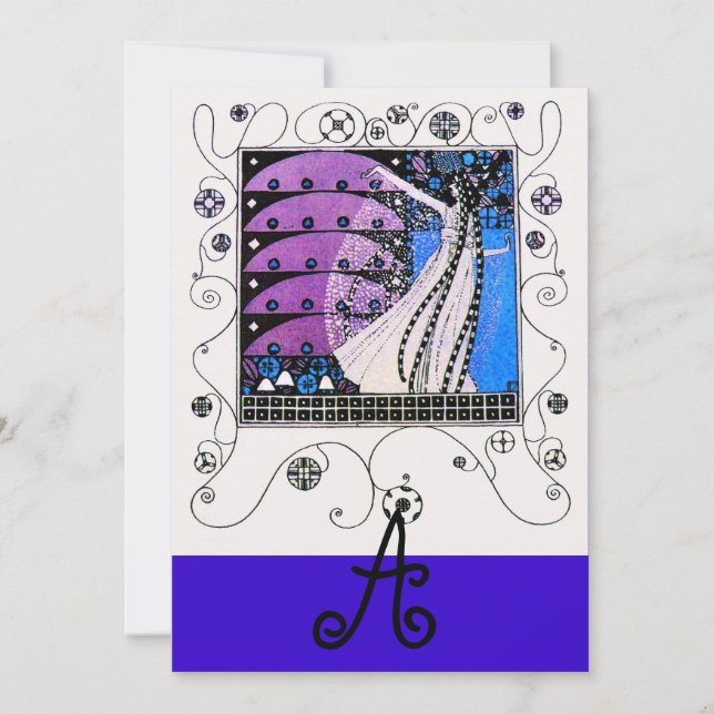 Invitación MAGIA DE LA PRIMAVERA, azul violeta brillante (Anverso)