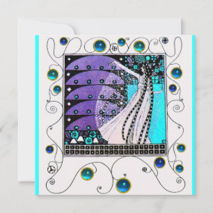 Invitación MAGIA DE LA PRIMAVERA, brillante púrpura negro aqu