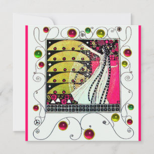 Invitación MAGIA DE LA PRIMAVERA, Fuchsia, Amarillo Verde, Ne