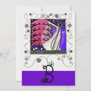 Invitación MAGIA DE LA PRIMAVERA, negro azul rojo marrón bril