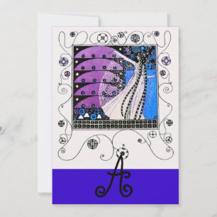 Invitación MAGIA DE LA PRIMAVERA ,púrpura brillante azul negr