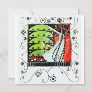 Invitación MAGIA DE LA PRIMAVERA ,rojo brillante negro blanco