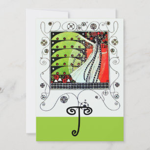 Invitación MAGIA DE LA PRIMAVERA, rojo brillante negro blanco