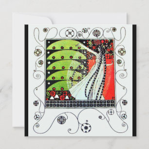 Invitación MAGIA DE LA PRIMAVERA, rojo negro blanco verde bri