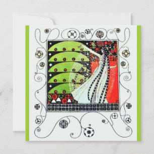 Invitación MAGIA DE LA PRIMAVERA, rojo negro blanco verde bri