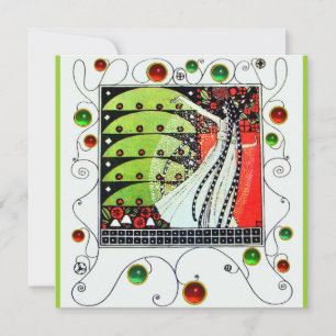 Invitación MAGIA DE LA PRIMAVERA rojo negro blanco verde bril