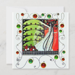 Invitación MAGIA DE LA PRIMAVERA rojo negro blanco verde bril