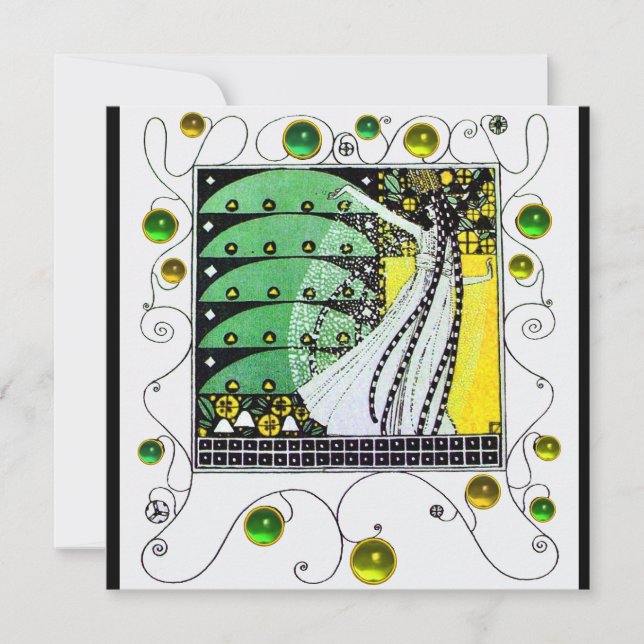 Invitación MAGIA DE LA PRIMAVERA verde blanco amarillo brilla (Anverso)