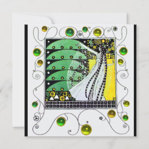 Invitación MAGIA DE LA PRIMAVERA verde blanco amarillo brilla