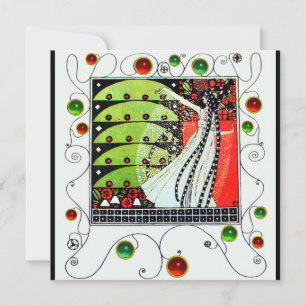 Invitación MAGIA DE LA PRIMAVERA verde blanco negro brillante