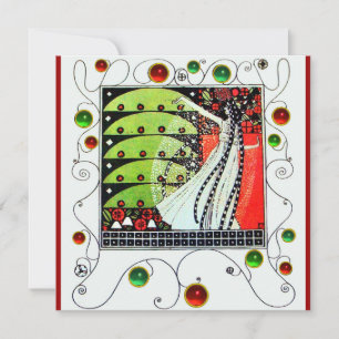 Invitación MAGIA DE LA PRIMAVERA verde blanco negro brillante