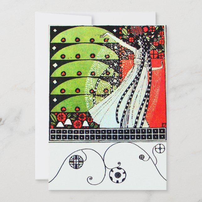 Invitación MAGIA DE LA PRIMAVERA, verde blanco y negro brilla (Anverso)