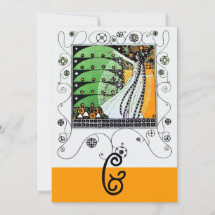 Invitación MAGIA DE LA PRIMAVERA, verde brillante  negro amar