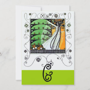 Invitación MAGIA DE LA PRIMAVERA,verde brillante negro amaril