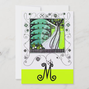 Invitación MAGIA DE LA PRIMAVERA, verde claro negro
