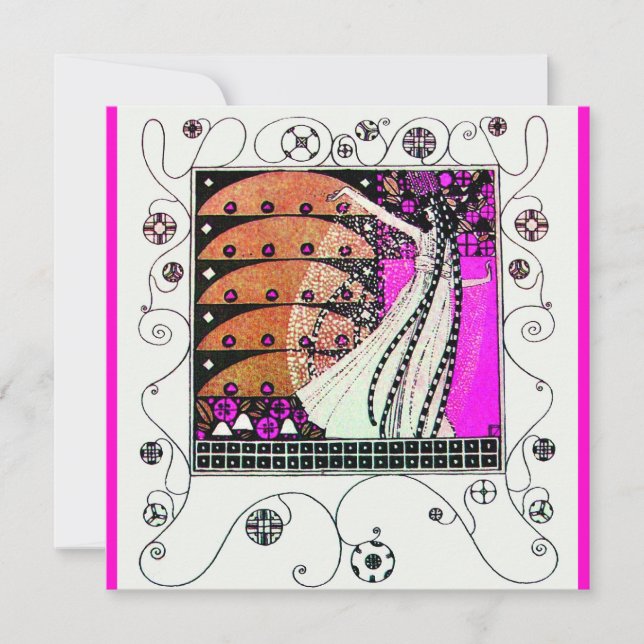 Invitación MAGIA DE LA PRIMAVERA violeta brillante blanco mar (Anverso)