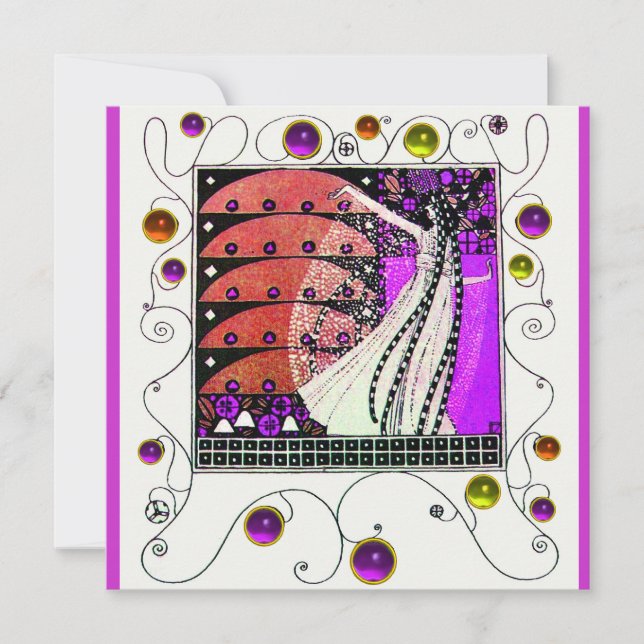 Invitación MAGIA DE LA PRIMAVERA violeta negro rojo marrón br (Anverso)