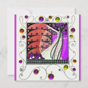 Invitación MAGIA DE LA PRIMAVERA violeta negro rojo marrón br