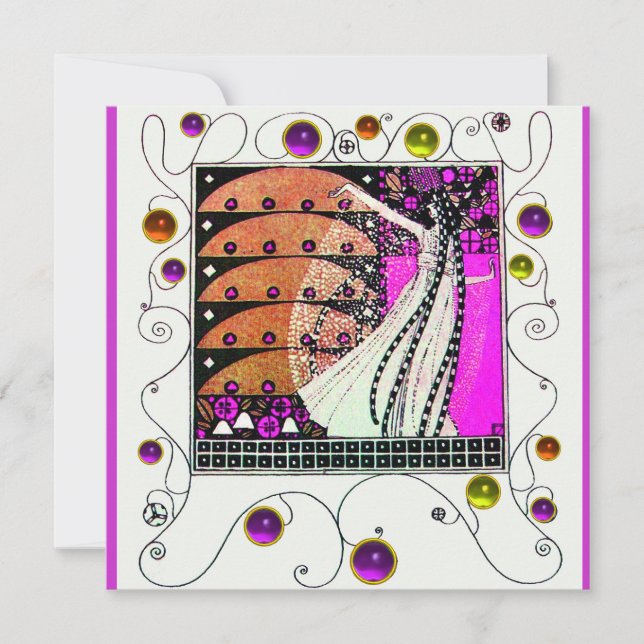 Invitación MAGIA DE LA PRIMAVERA violeta oscuro marrón brilla (Anverso)