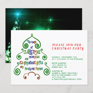 Invitación Magia de la tipografía de Navidad en forma de árbo