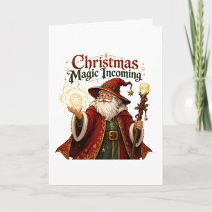 Invitación Magia de Navidad Llegando Mago Santa Claus