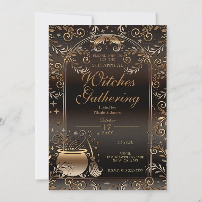 Invitación Magia de Otoño Reunión de Brujas de Otoño Capricho (Anverso)