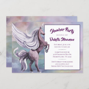 Invitación Magia de Unicorn   Cumpleaños de Pastel Sleepover 