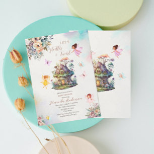 Invitación Magia Floral Hada Princesa acuarela Baby Sho