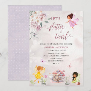 Invitación Magia Floral Hada Princesa ducha de bebé