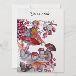 Invitación MAGIA FOLLETO DE HONGOS Rojo Blanco Fantasía Flora
