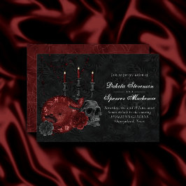 Invitación Magia Zodiaco Carmesí | Rosa de cráneo gótico rojo
