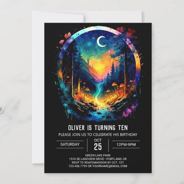 Invitación Magic Adventure Awaits Grove Birthday (Anverso)