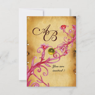 Invitación MAGIC BERRIES MONOGRAM Parche Amarillo rsvp