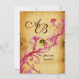Invitación MAGIC BERRIES MONOGRAM Parche Amarillo rsvp