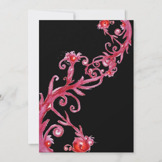 Invitación MAGIC BERRIES, negro rojo (Anverso)