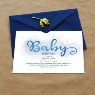 Invitación Magic Blue Watercolor Baby Shower
