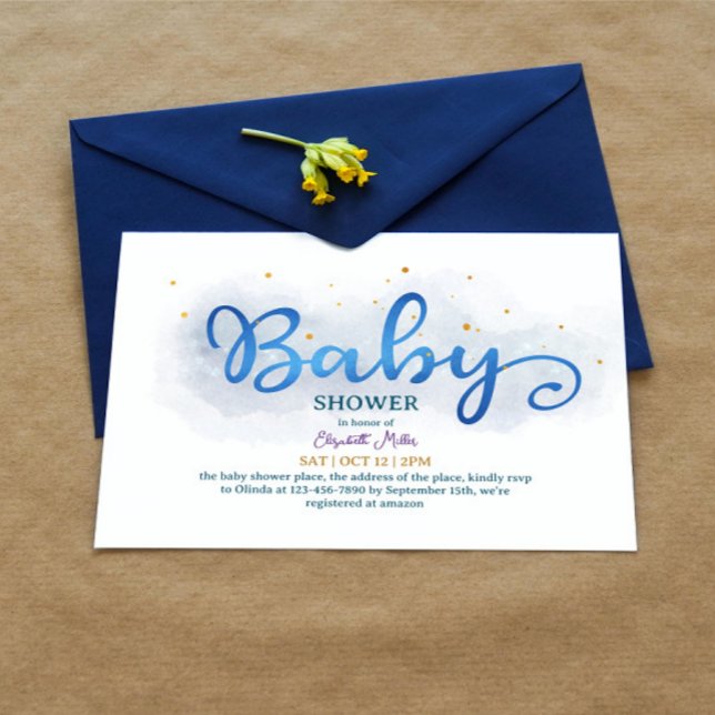Invitación Magic Blue Watercolor Baby Shower (Subido por el creador)