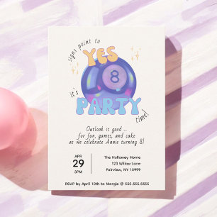 Invitación Magic Eight Ball Fiesta Time Birday Party