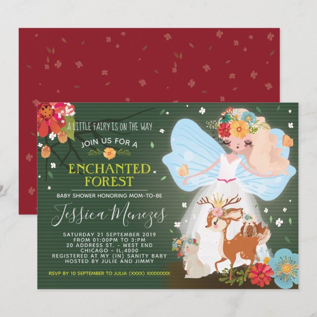 Invitación Magic Fairy Tale Baby Shower (Anverso / Reverso)