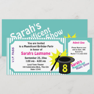 Invitación Magic Me Birthday Verde azulado