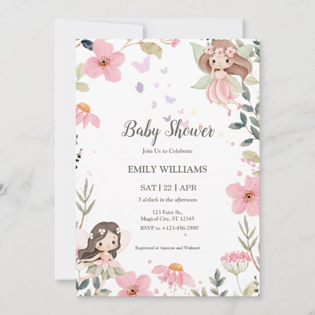 Invitación mágica boho hada para baby shower (Anverso)